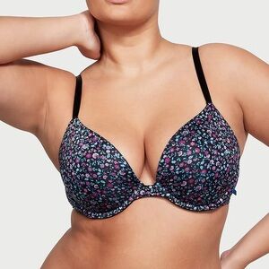 Victoria’s Secret Sexy Tee Smooth Push-Up Bra, Black Ditzy Floral